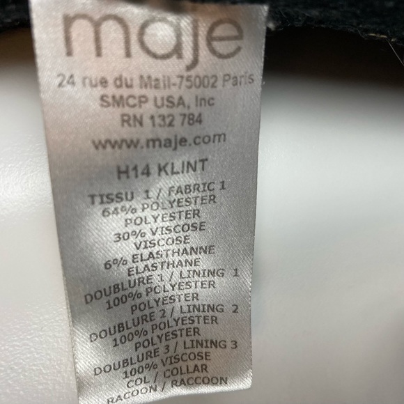 Maje Black Hooded With Racoon Trimed Coat Parka - Picture 11 of 11